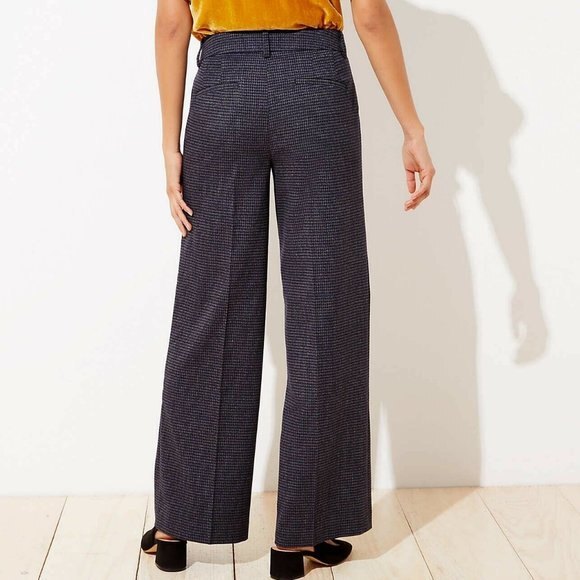 Houndstooth LOFT High Waist Wide Leg Trousers Pants (NWT) - Picture 3 of 4